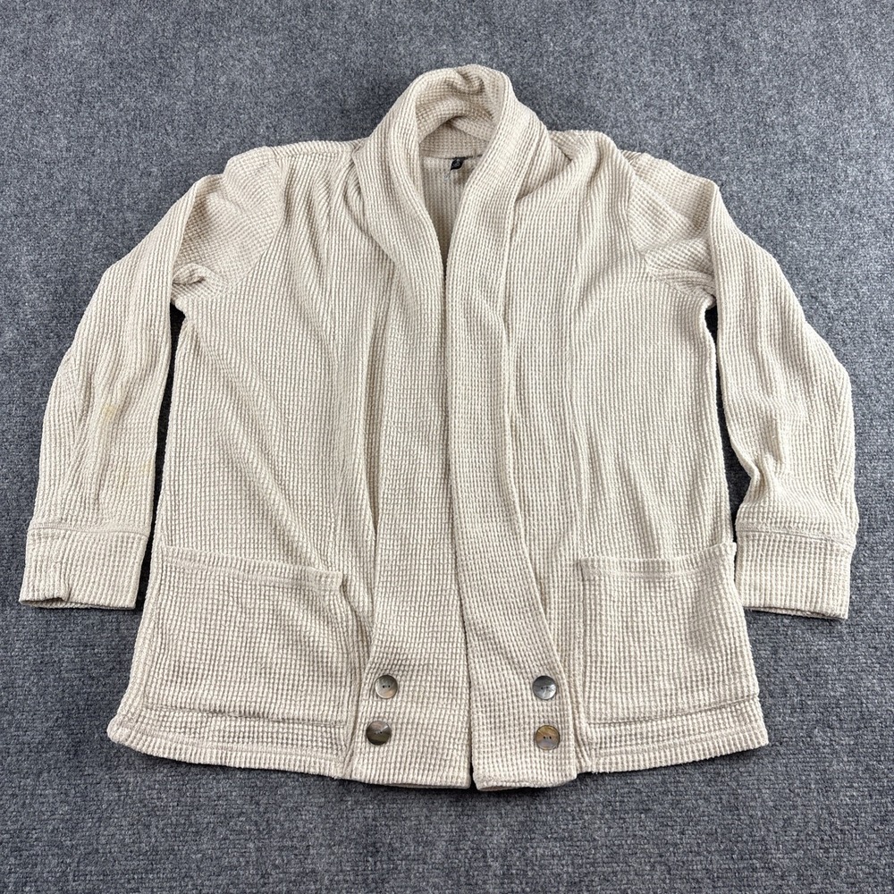 44° North Cream Waffle Knit Shawl Collar Cardigan Sweater - Women's M